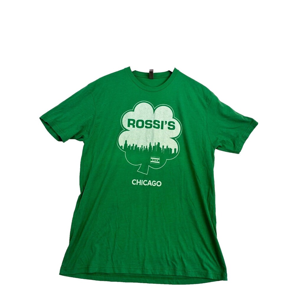 Rossi's Chicago T Shirt Mens XL Green Shamrock Skyline Bar Tee Next Level